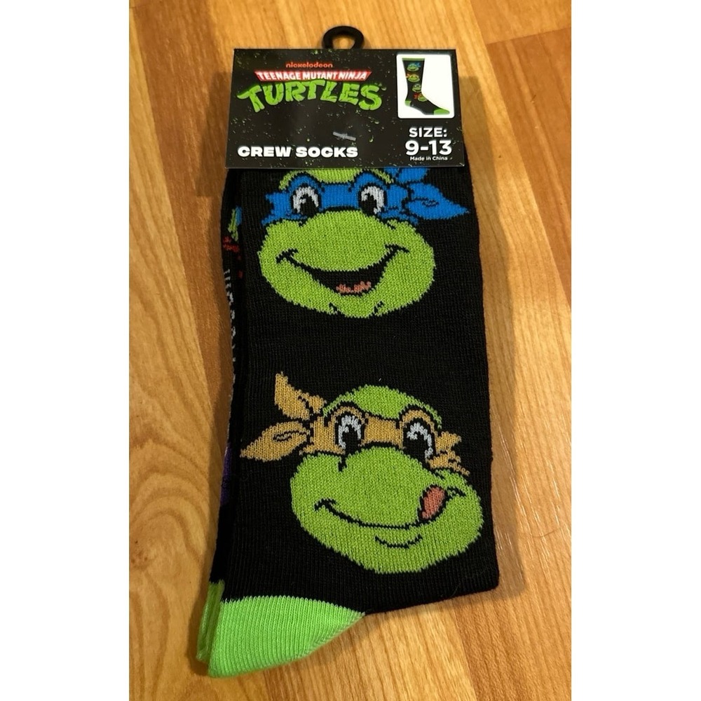 Nickelodeon Teenage Mutant Ninja Turtles Adult Size 9-13‎ Black Crew Socks
